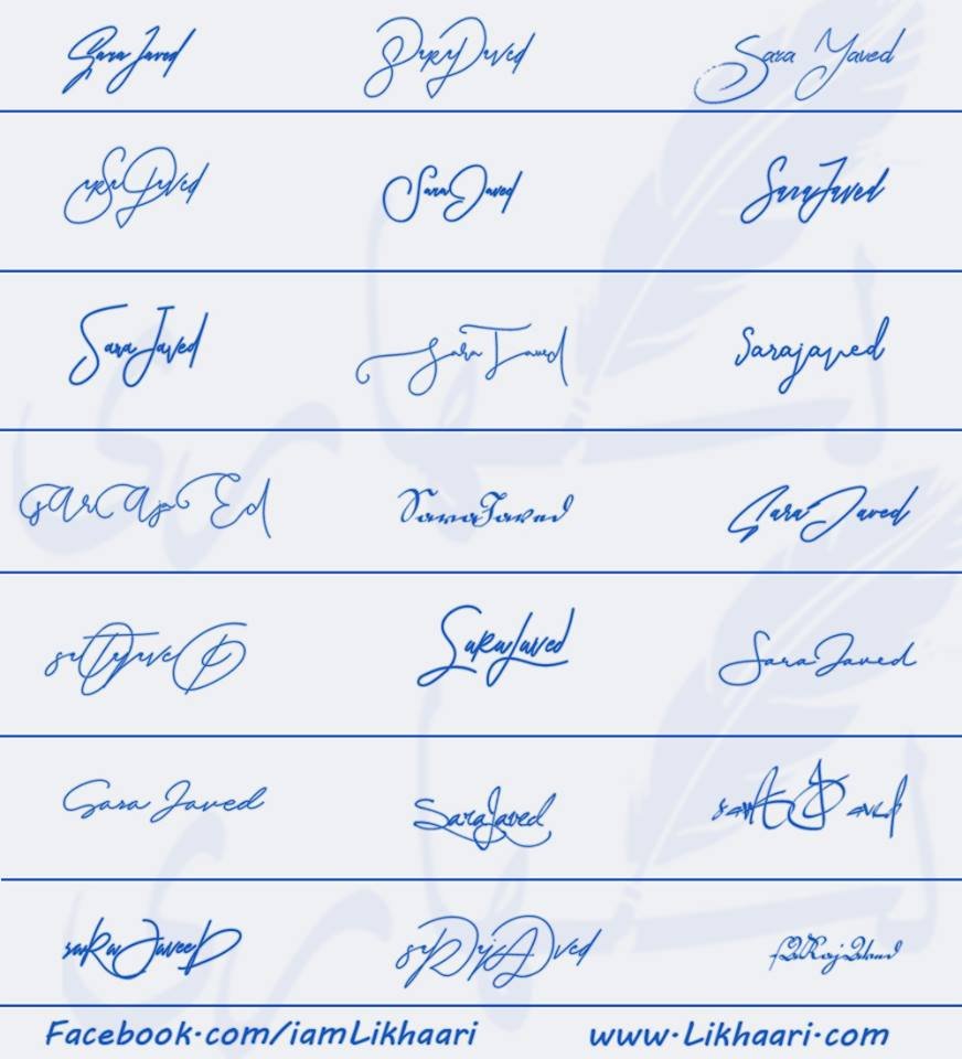 Signatures for Sara Javed