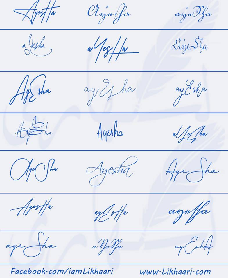 Signatures for Ayesha