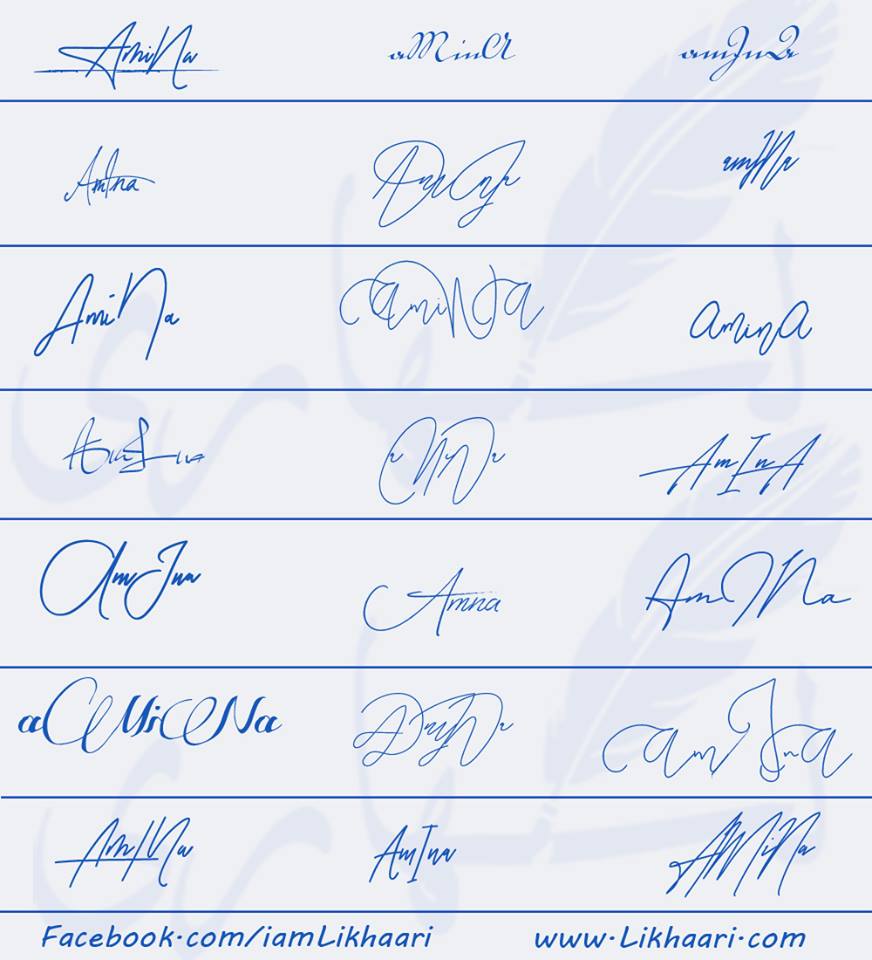 Signatures for Amina