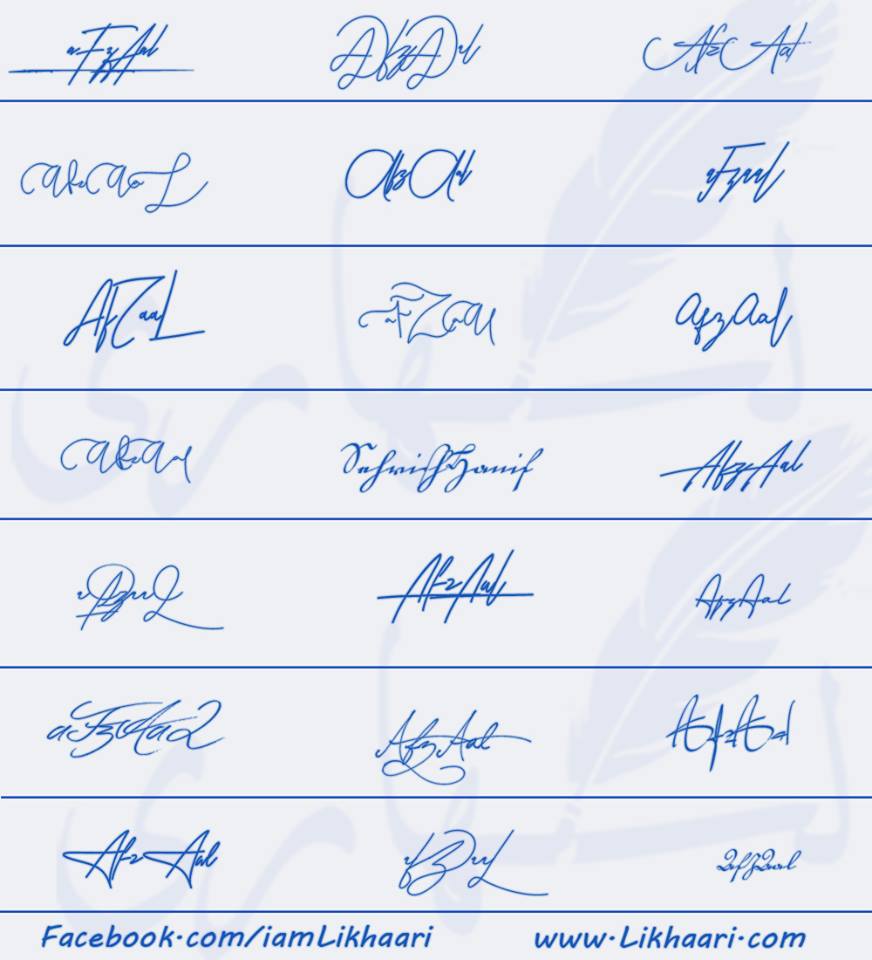 Signatures for Afzaal