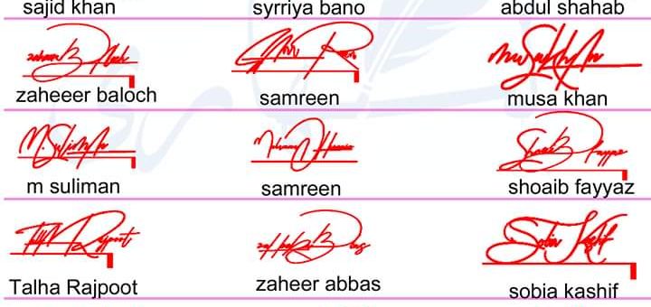 Handwritten Different Name Signature Collection 2019