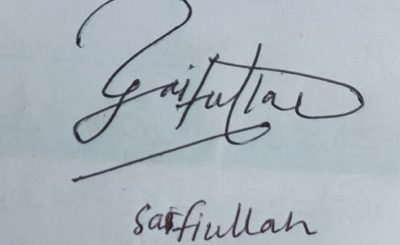 safi-ullah Handwritten Signature