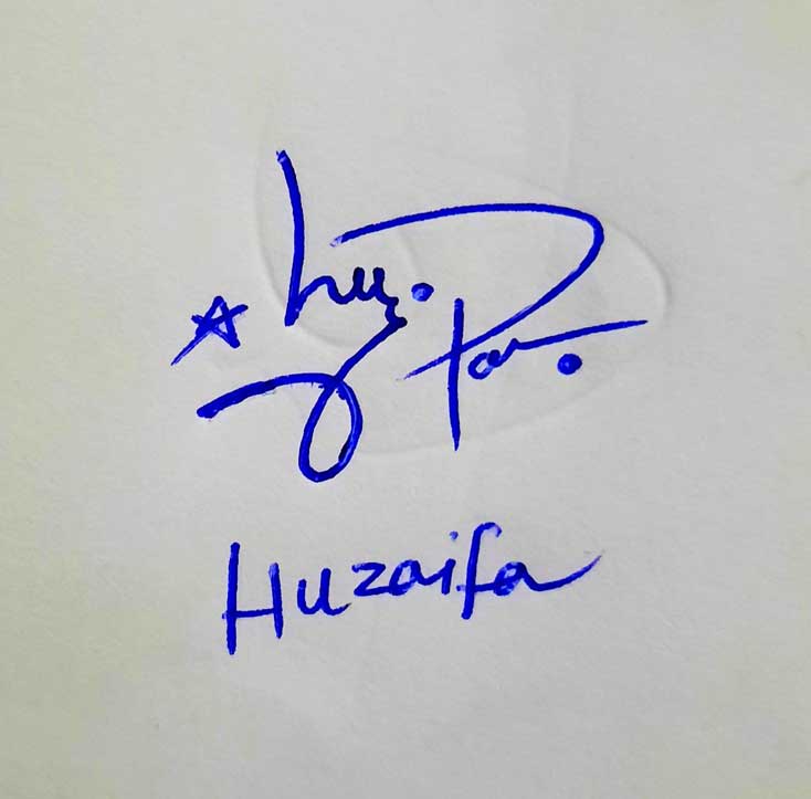 Huzaifa Name Signature
